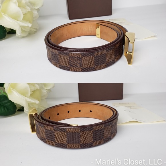 Authentic Louis Vuitton Damier Ebene Buckle Belt with Box #2616M - Picture 3 of 7